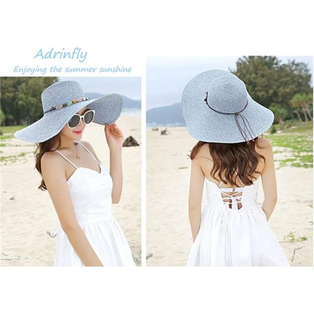 Women Foldable Floppy Wide Brim Adjustable Summer Beach Hat UV UPF 50+ - Picture 3 of 3